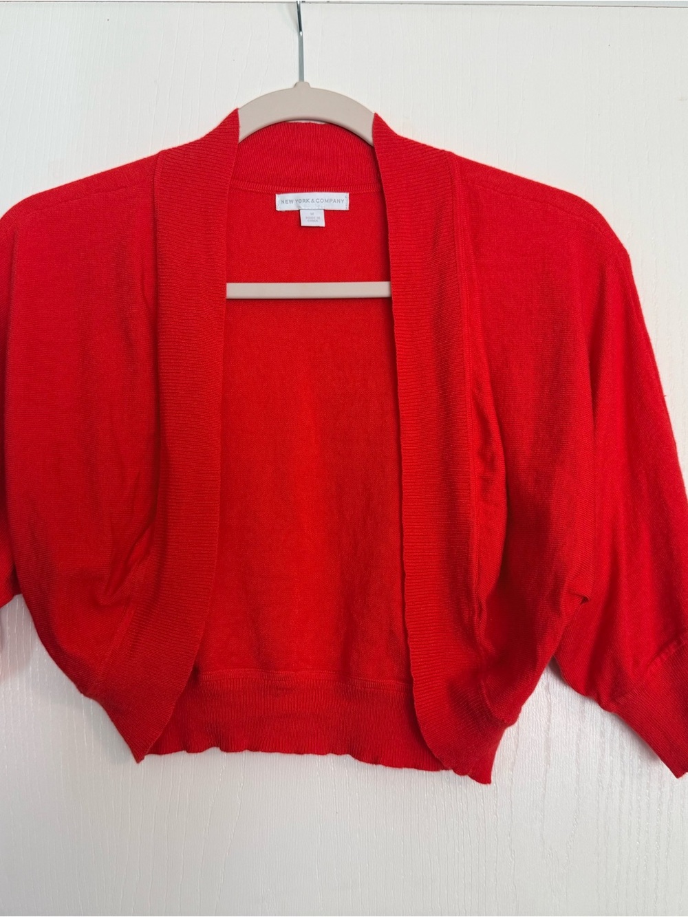 New York & Company Red Open-Front Cropped Women's Sweater Medium